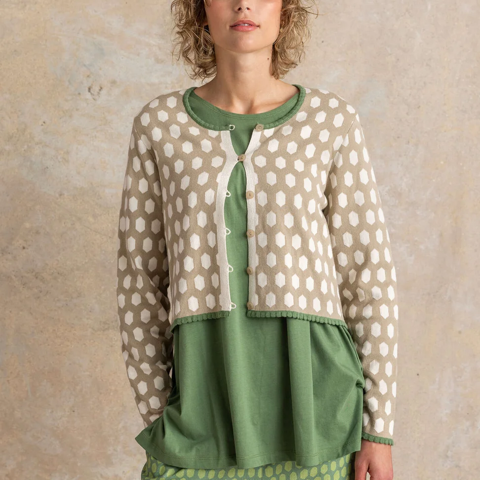 Neuletakki ”Vendela” ekologista/kierrätettyä puuvillaa - luonnontumma