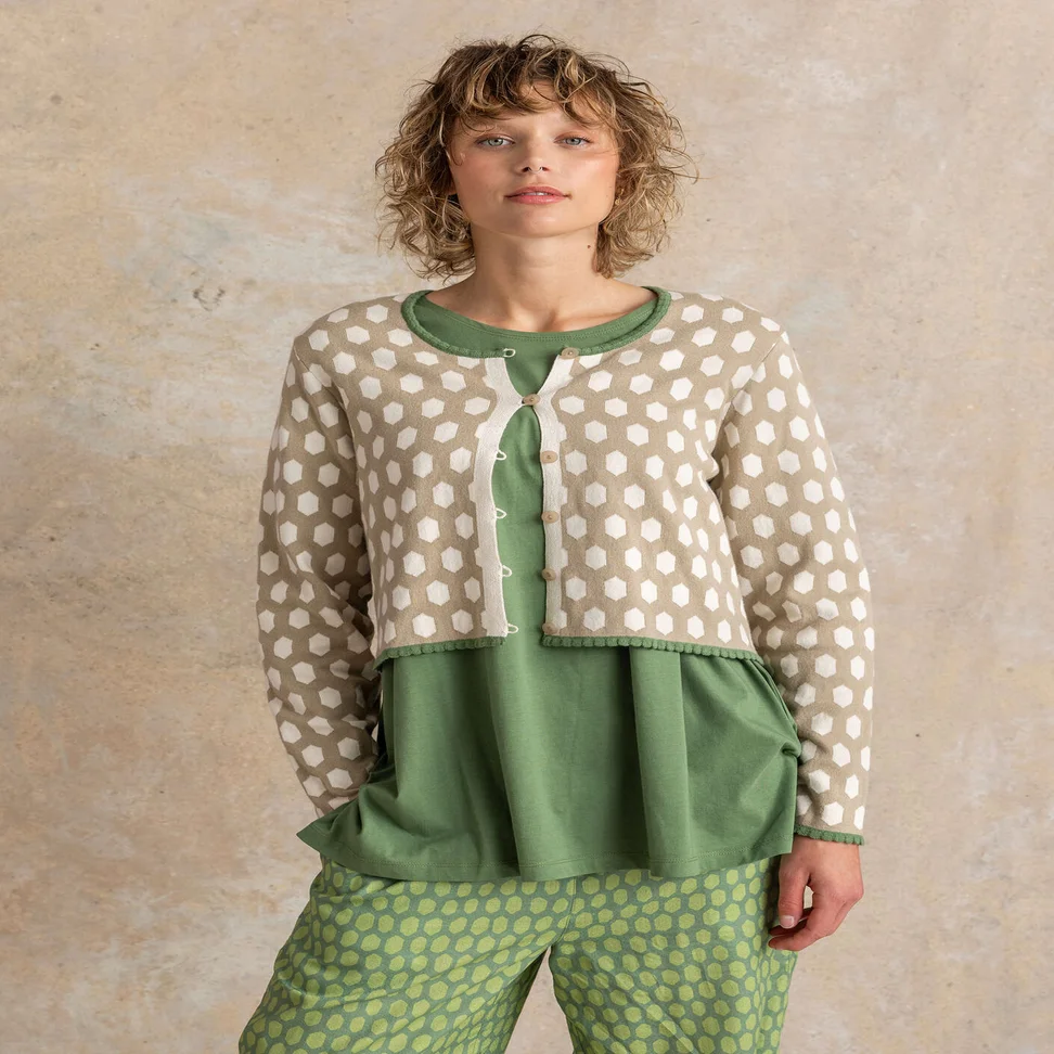 Neuletakki ”Vendela” ekologista/kierrätettyä puuvillaa - luonnontumma