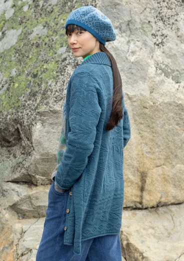 “Nova Scotia” long cardigan in lambswool - indigo green