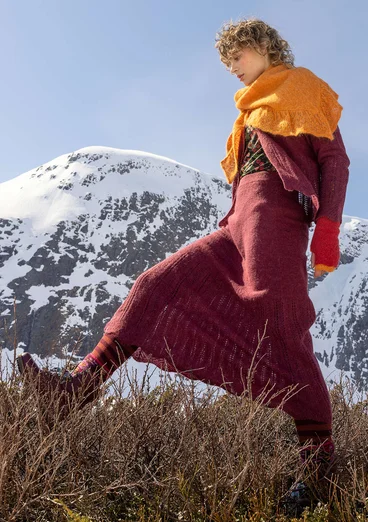 Strikket nederdel "Forgetmenot" i alpakablanding - aubergine/meleret