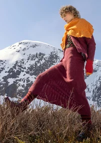 Strikket nederdel "Forgetmenot" i alpakablanding - aubergine/meleret