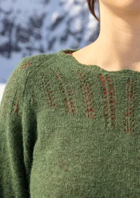 Trøje "Forgetmenot" i alpakamiks - skovgrøn/meleret