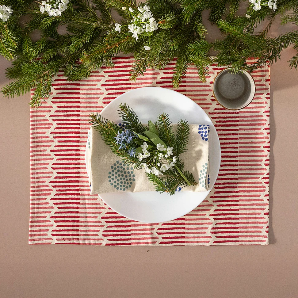 “Taiga” organic cotton placemat - coral