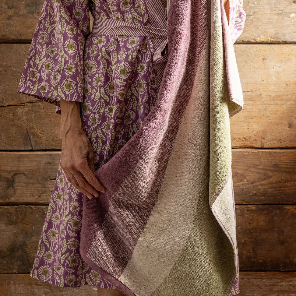 “Waves” organic cotton towel - mauve