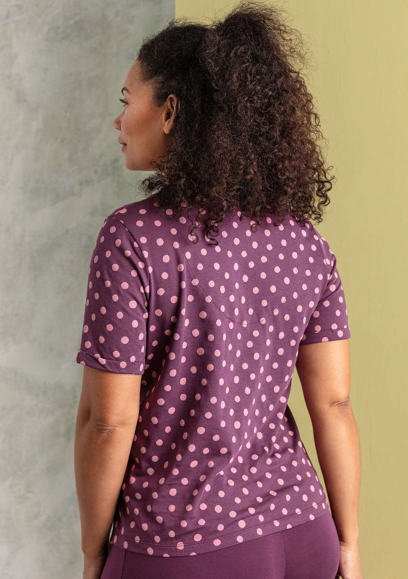 “Juliet” jersey top in organic cotton/modal allium/patterned thumbnail