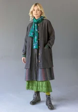 Longline, garment-washed woven linen jacket - black