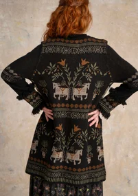 Gilet "Fåle" en maille de laine d'agneau mélangée/coton biologique - noir