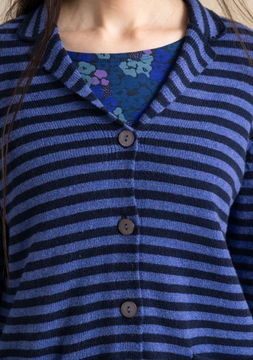 Randig och enfärgad stickad kavaj i lammullsmix - mörk indigo/koboltblå