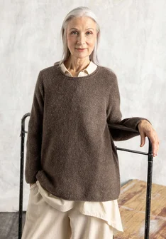 Favorittrøje i alpakamiks - lys kartoffel/meleret