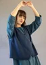 Knitted organic cotton/wool waistcoat (Pacific blue M)
