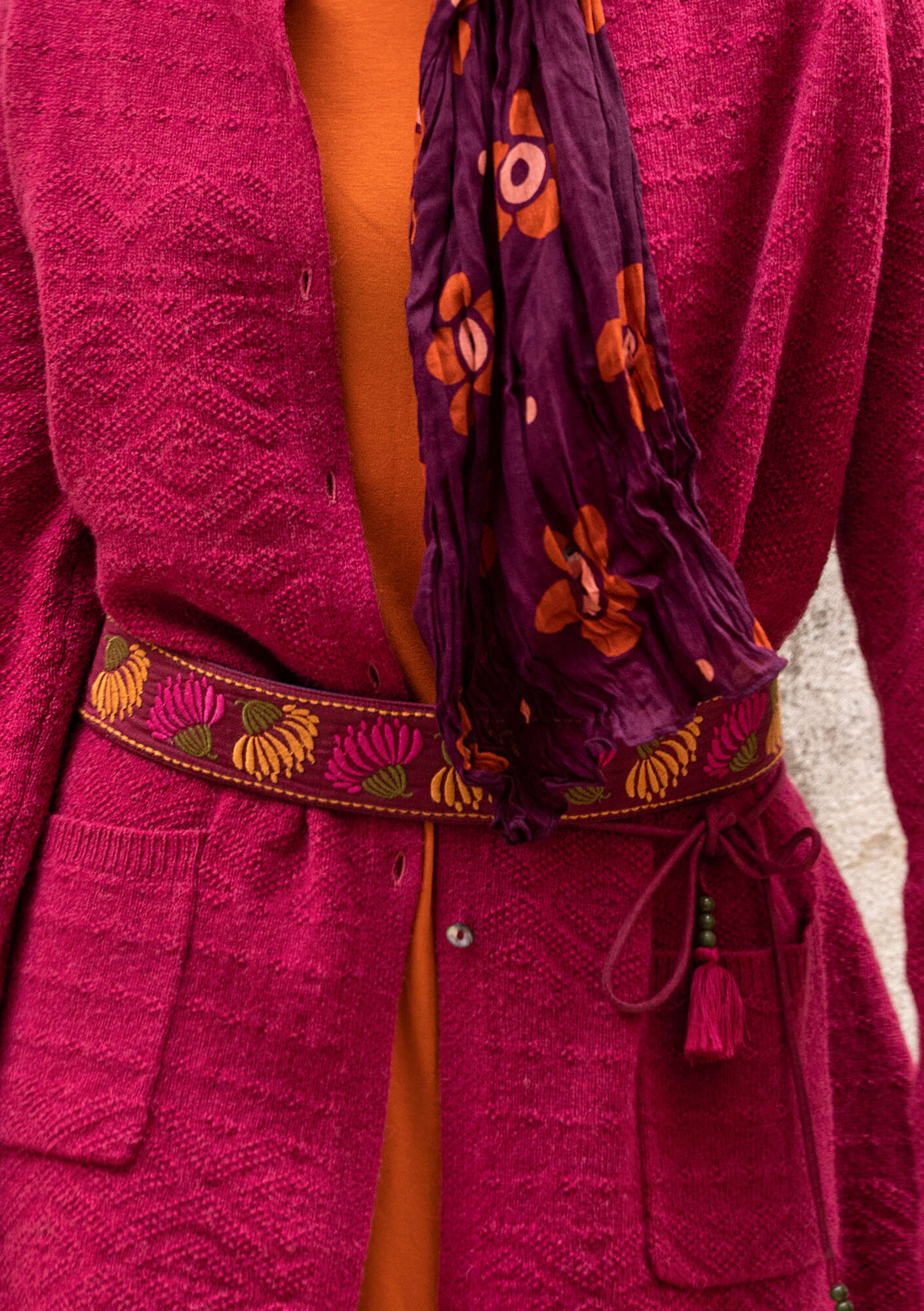 “Banaras” organic cotton belt purple red