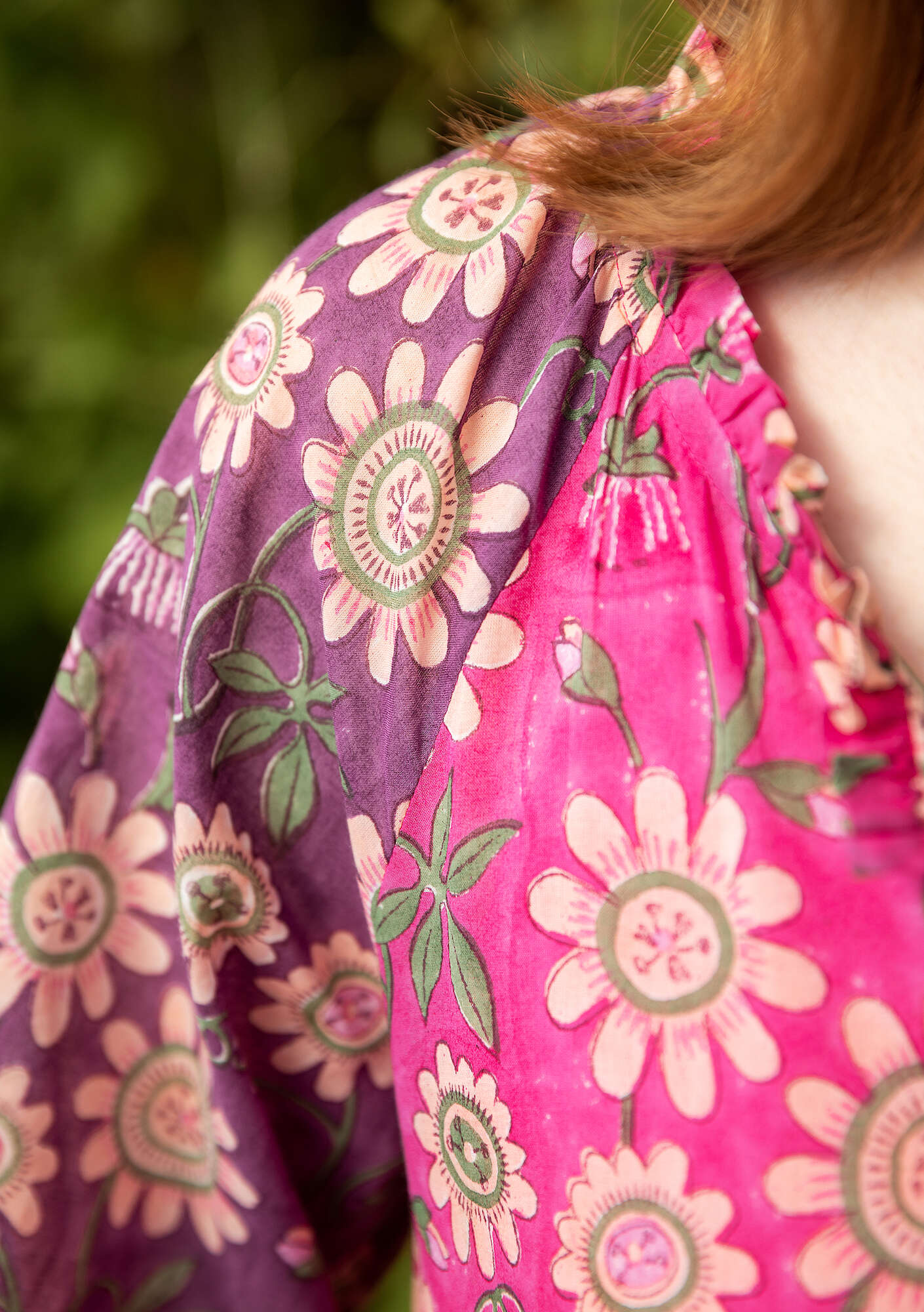 Vævet kjole  Floria  i økologisk bomuld rosa orkide thumbnail