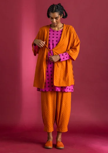 Woven kimono in organic cotton dobby - henna