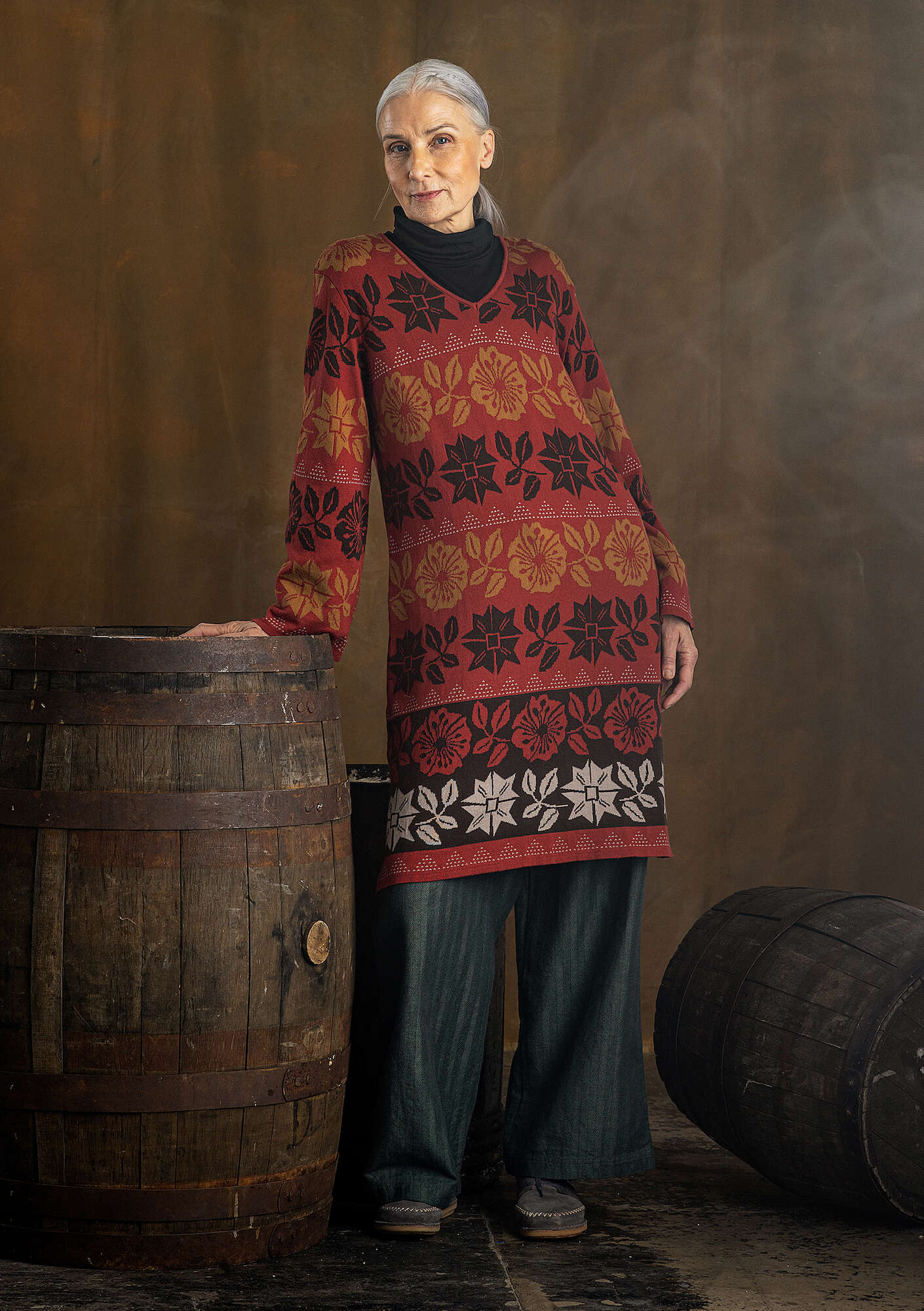 “Desert Flower” organic cotton knit dress madder red thumbnail