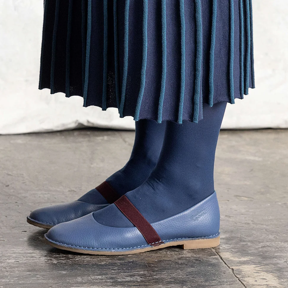 Ballerinas aus Nappaleder - bergblau