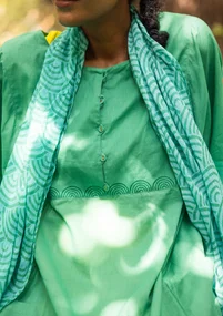 “Reflexions” woven organic cotton dress - malachite