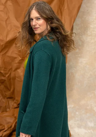 Gemusterte oder einfarbige Langstrickjacke „Wilma“ aus Lammwolle - dunkeljaspis melange