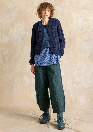 Gemustertes Shirt „Timmer“ aus Bio-Baumwolle/Modal - meeresblau