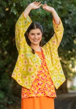 “Polli” cardigan in organic cotton - lime green