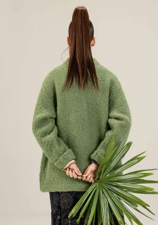 Strikket jakke i ullbouclé - rosmarin/meleret