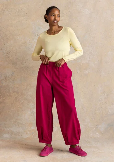 “Vendela” woven organic cotton trousers - cyklamen
