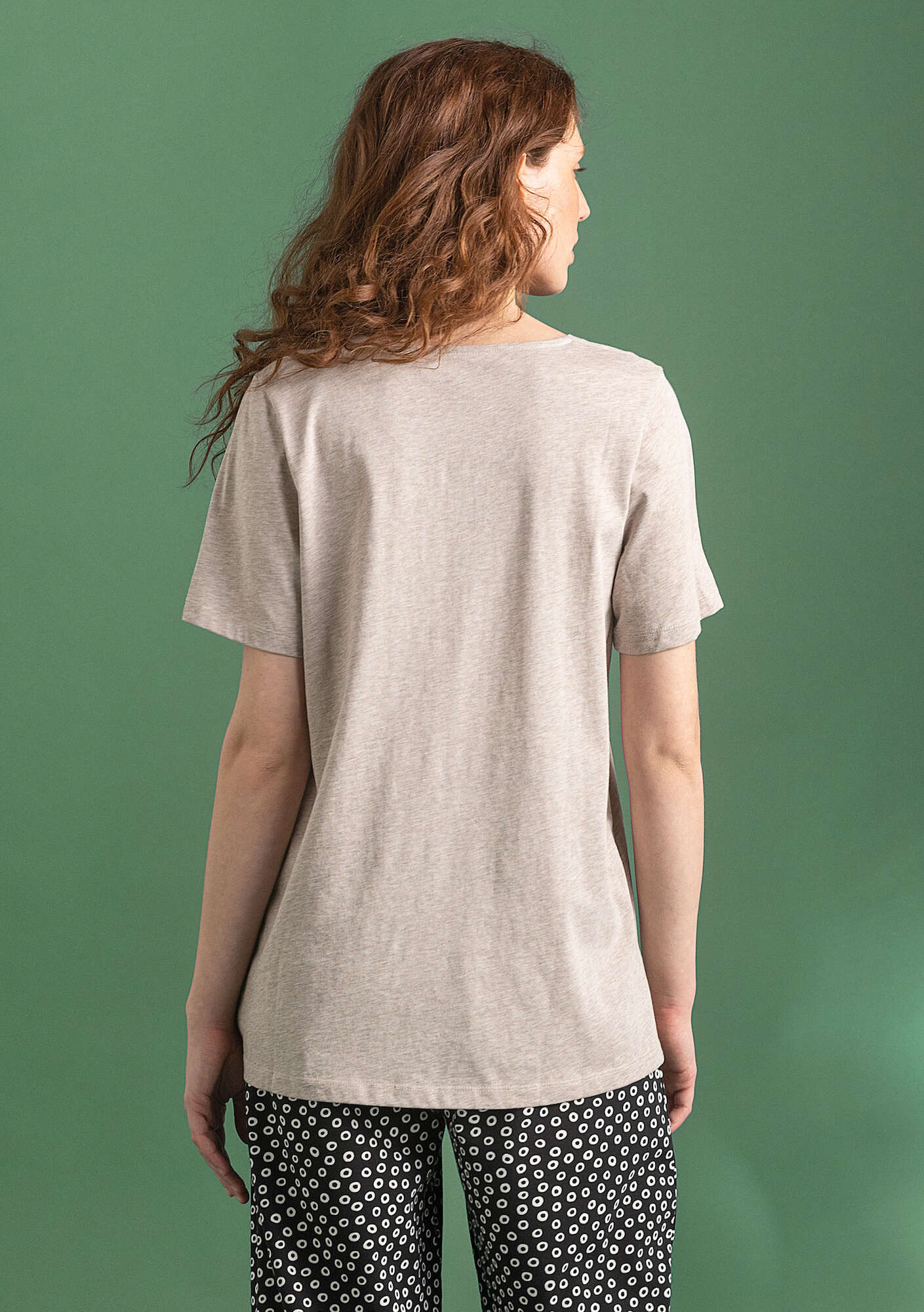 “Oriana” T-shirt in organic cotton/modal light potato melange thumbnail