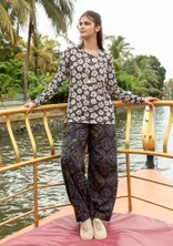 Vævede bukser "Poesi" i økologisk bomuld - sort