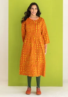 Webkleid „Mary“ aus Bio-Baumwolle/Leinen - gebranntes orange