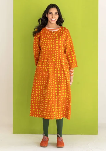 Webkleid „Mary“ aus Bio-Baumwolle/Leinen - gebranntes orange