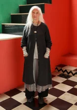 Långkofta "Misty" i återvunnen ullmix/återvunnen bomull - mörk askgrå/melange