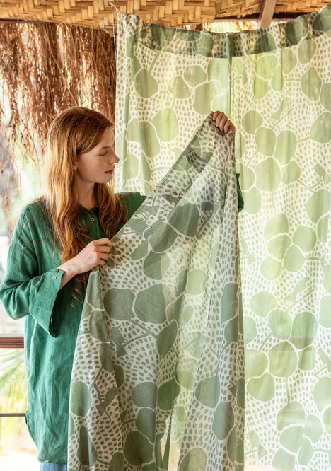 “Galapagos” organic cotton curtain - dusty green