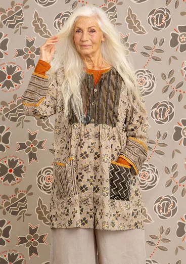 “Amber” artist’s blouse in organic cotton - limestone