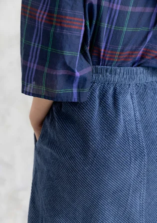 “Rime” corduroy skirt in organic cotton - indigo