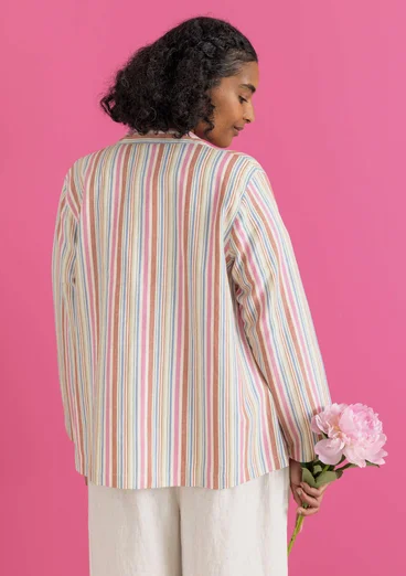 “Esme” woven organic cotton/linen jacket - multicoloured/striped