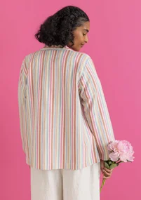 “Esme” woven organic cotton/linen jacket - multicoloured/striped