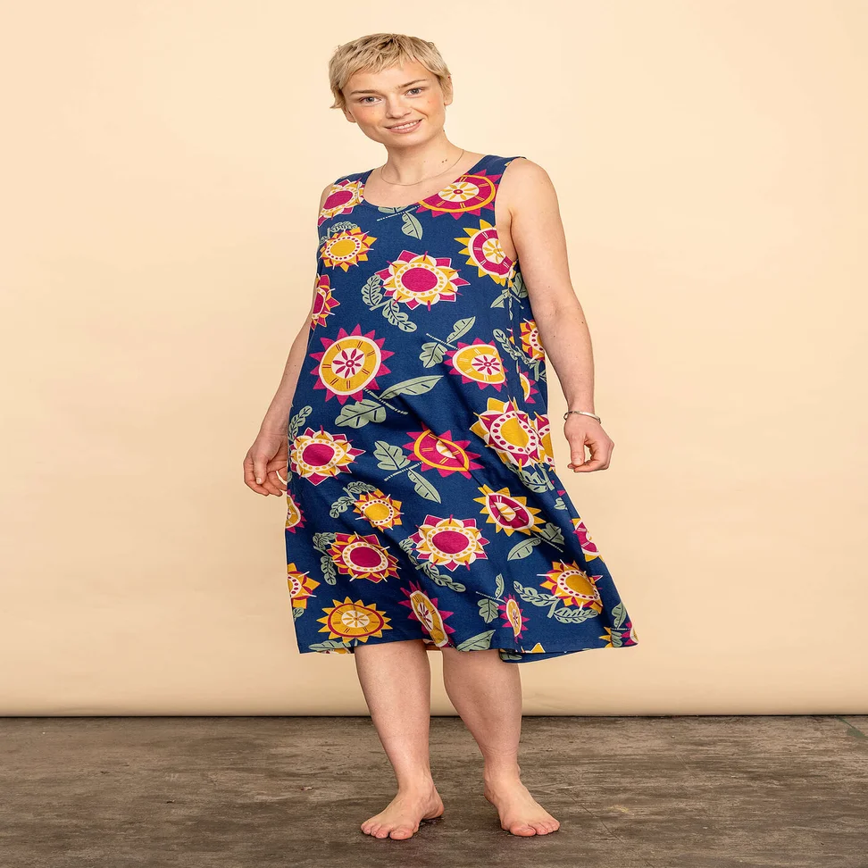“Kiku” jersey dress in organic cotton - indigo blue