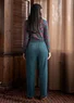 “Nora” velour pants in organic cotton/recycled polyester (indigo green XL)