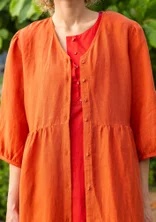 Vevd kjole i lin - grapefrukt