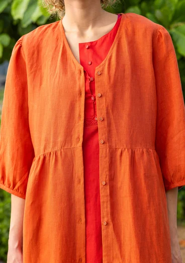 Kleid aus Leinengewebe - grapefruit