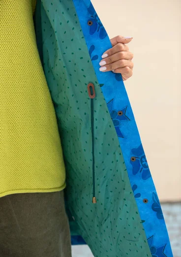 “Livia” patterned/solid-colour parka in water-repellent organic cotton - bright blue/patterned