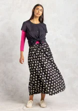 “Hilda” woven organic cotton skirt - black/patterned