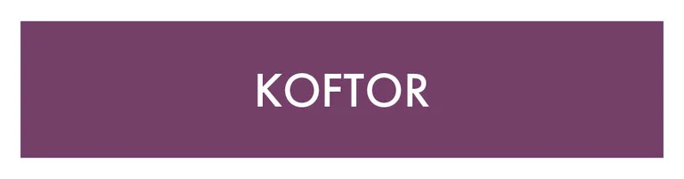 En lila ruta med texten ”Koftor” i vitt. 