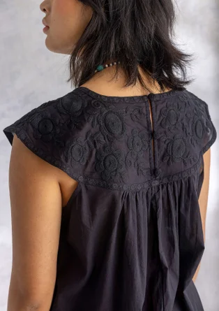 “Pezenas” woven organic cotton dress - black
