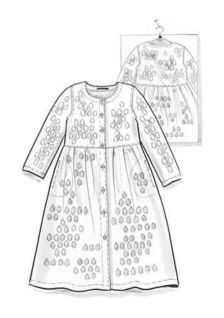 Robe tissée ”Vendela” en coton biologique - noir/motif