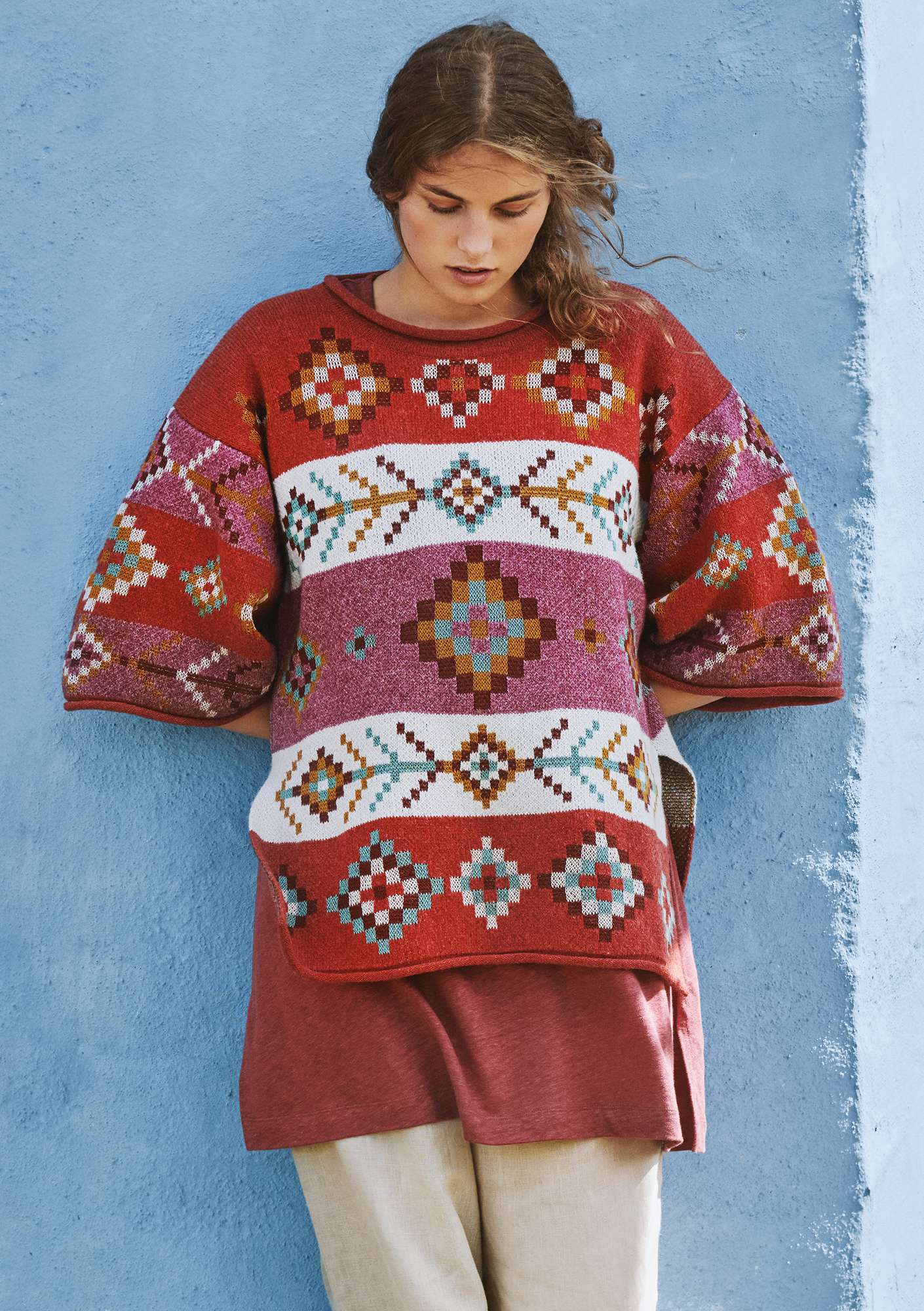 “Berber” organic cotton/wool sweater copper thumbnail