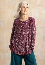 Gemustertes Shirt „Timmer“ aus Bio-Baumwolle/Modal - aubergine