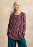 Gemustertes Shirt „Timmer“ aus Bio-Baumwolle/Modal (aubergine L)