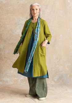 Woven linen dress - green pepper