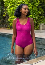 “Bow” polyamide/elastane swimsuit - cyklamen