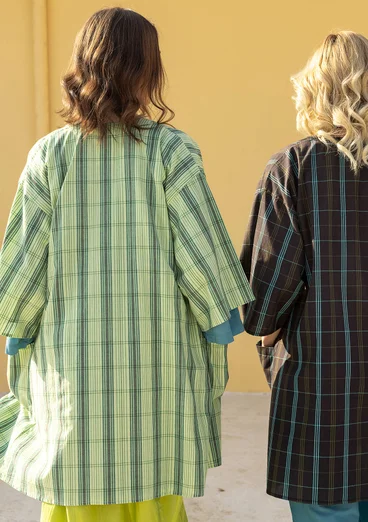 Kimono à carreaux "Coimbatore" en coton biologique - vert pomme